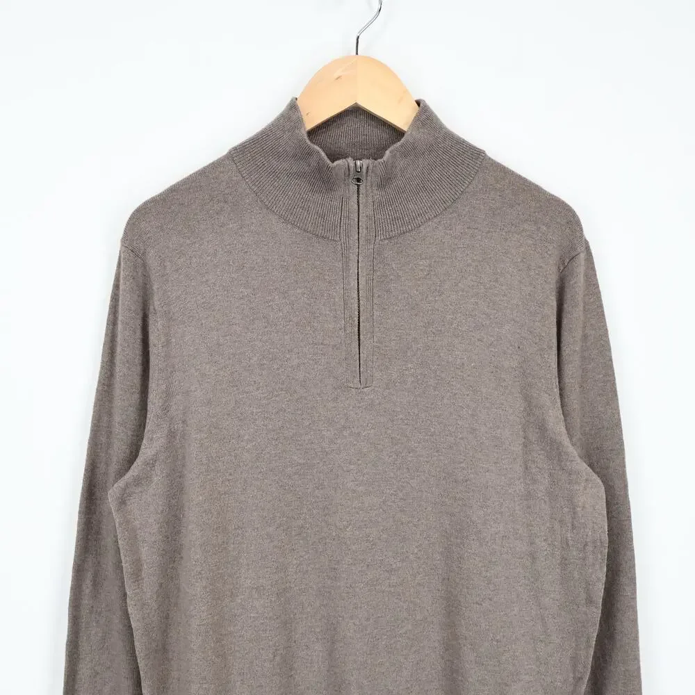 J.Crew Mercantile Men's 1/4 Zip Long Sleeve Wool Blend Sweater Brown Size M